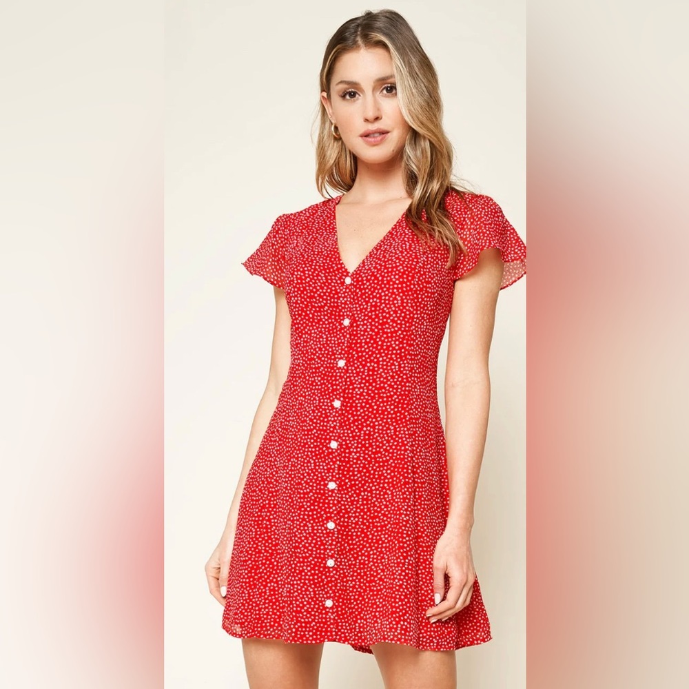 Sugar Lips - Polka Dot Button Up Mini Dress